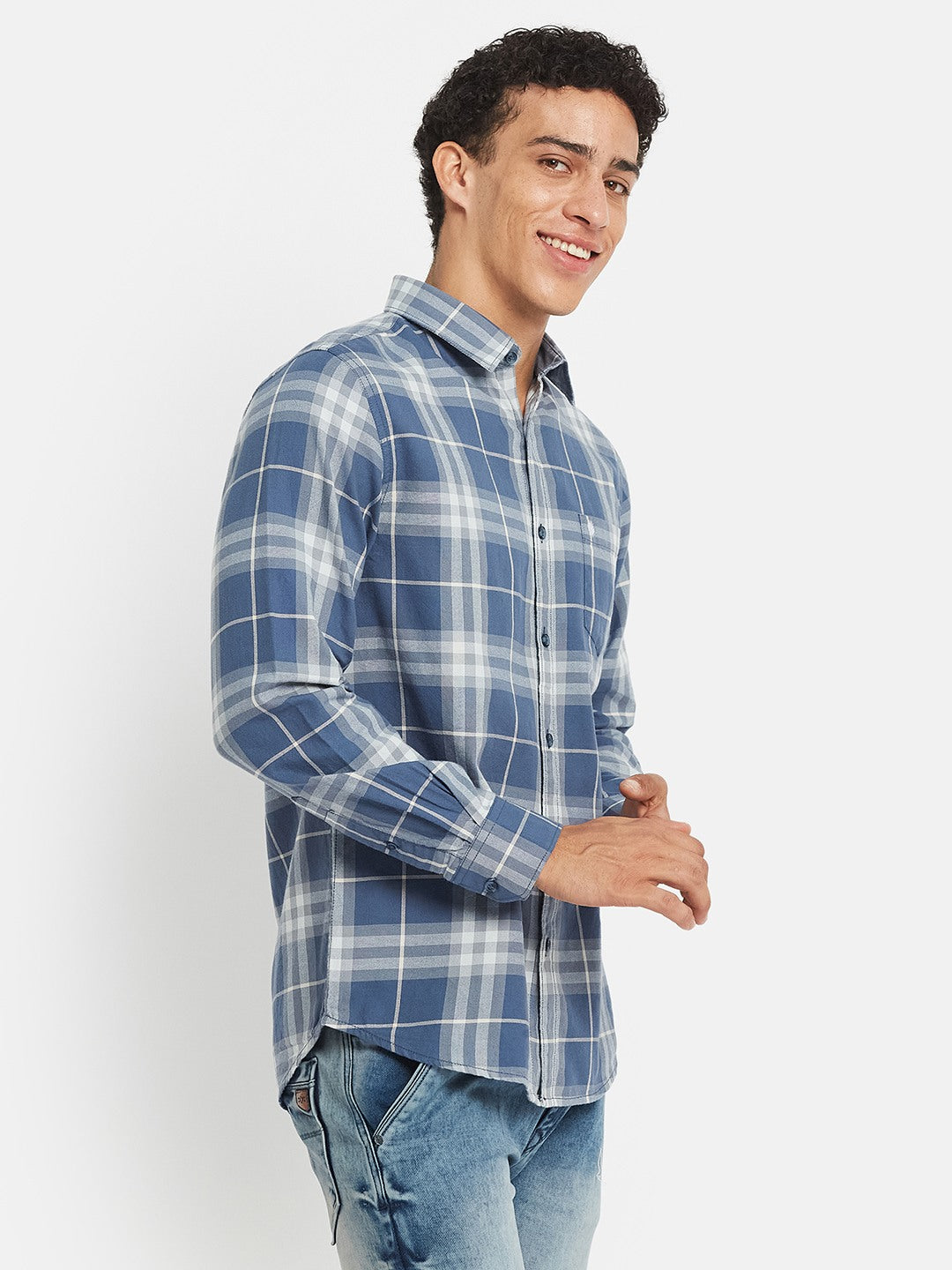 METTLE SS25 Striped Cotton Spread Collar Casual Shirt