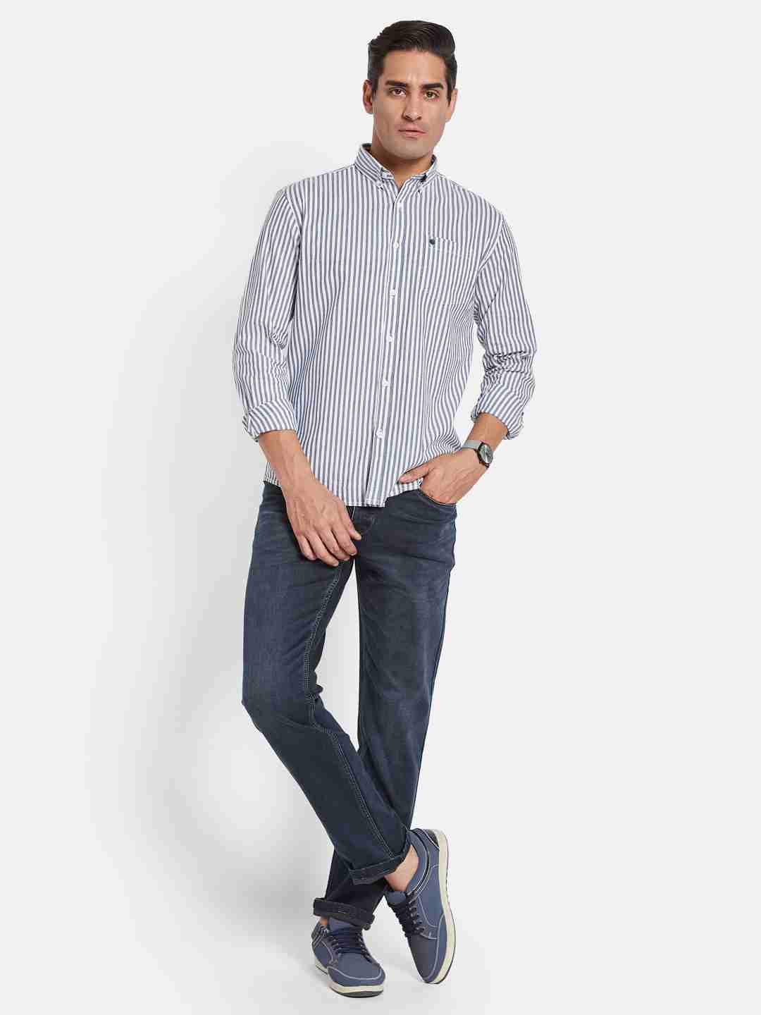 METTLE Men Multi Stripes Opaque Striped Casual Shirt