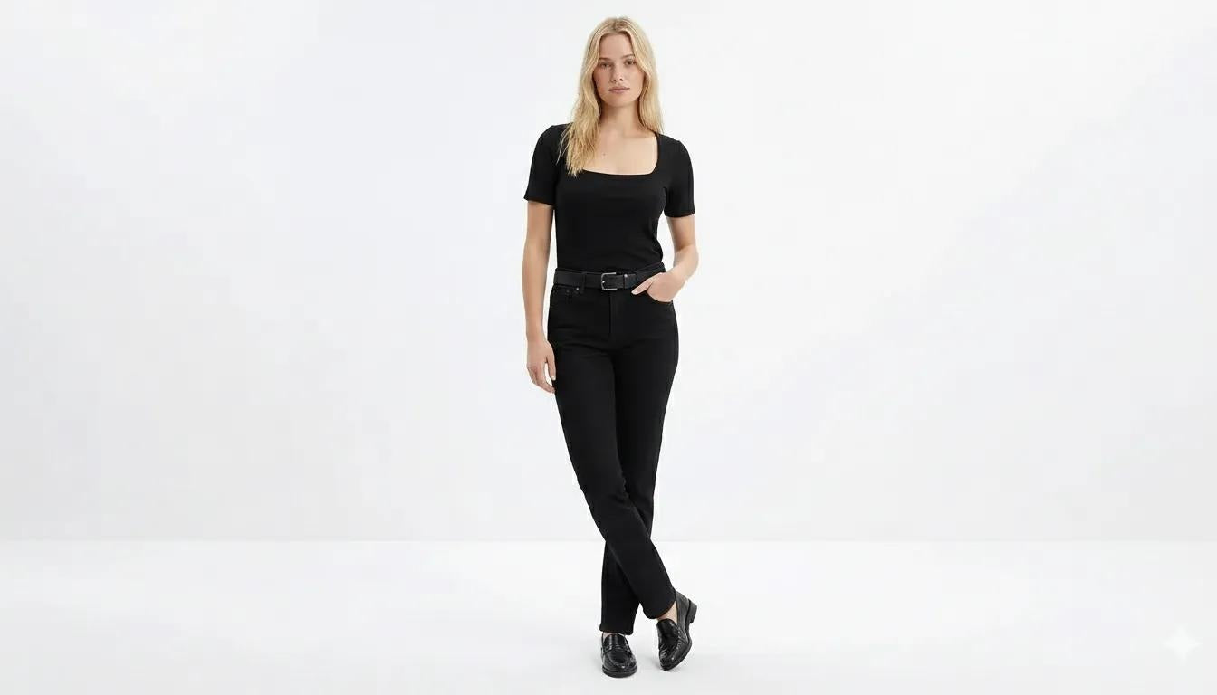 Women Black Solid T-shirt
