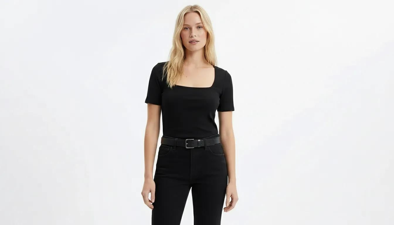 Women Black Solid T-shirt