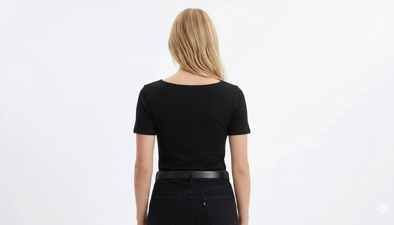 Women Black Solid T-shirt