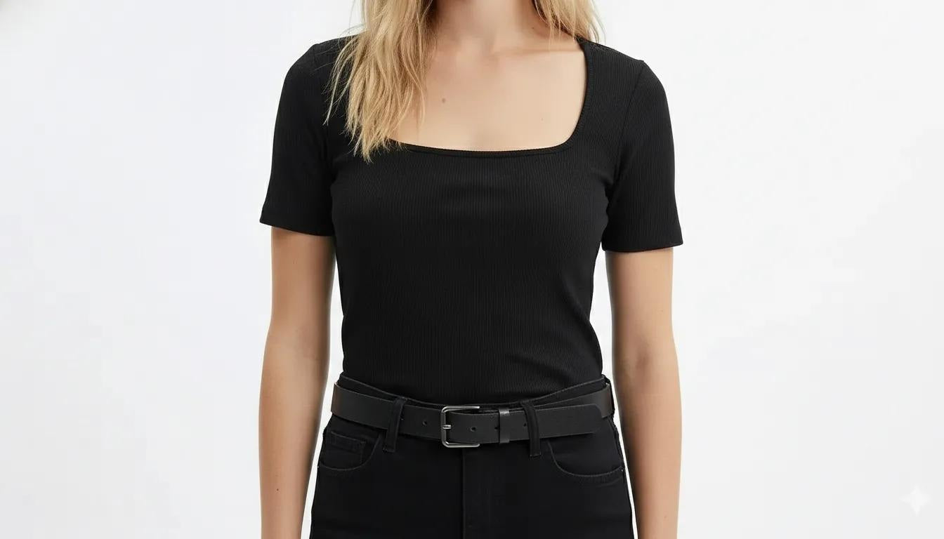 Women Black Solid T-shirt