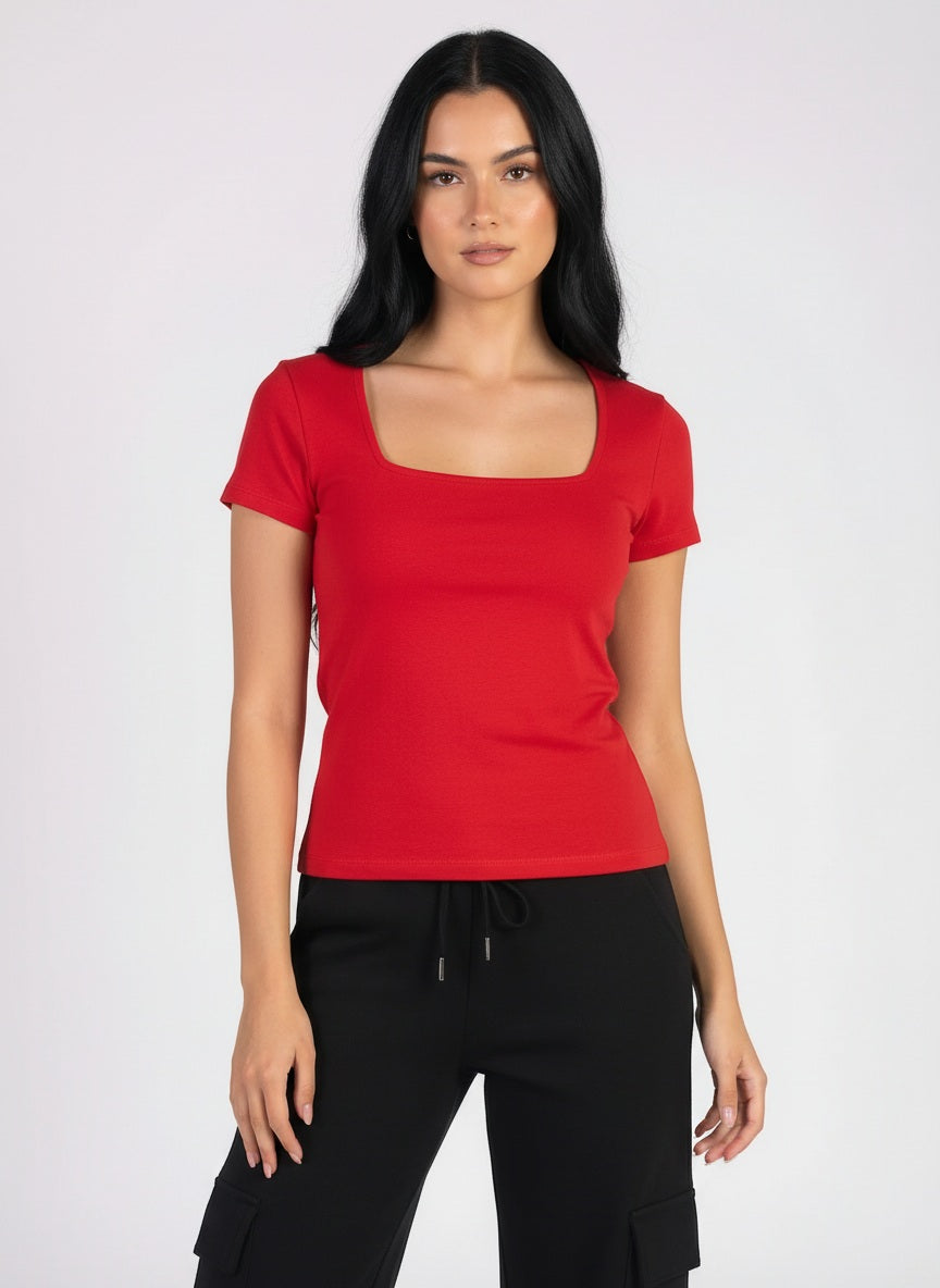 Women Brick Solid T-shirt