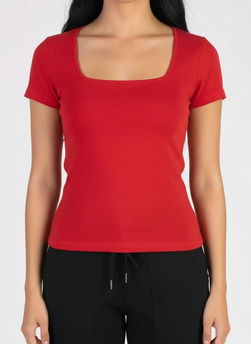 Women Brick Solid T-shirt