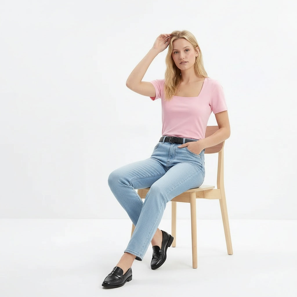 Women Ice Pink Solid T-shirt