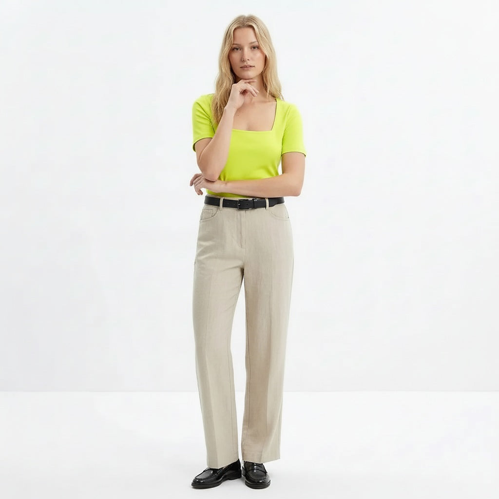 Women Lime Solid T-shirt
