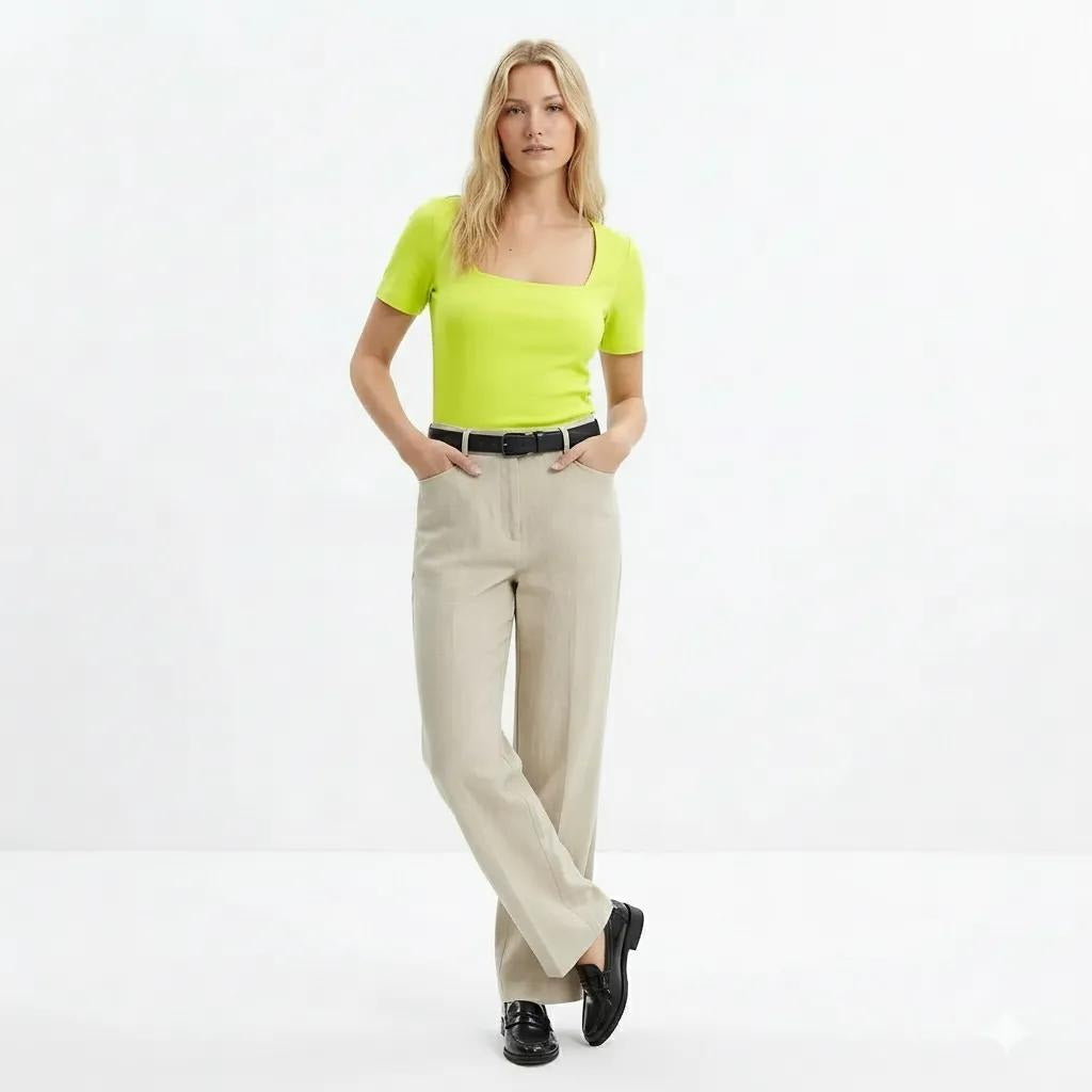 Women Lime Solid T-shirt
