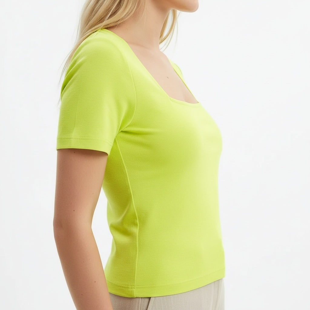Women Lime Solid T-shirt