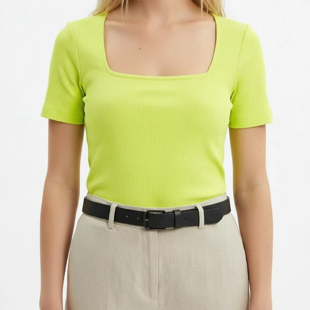 Women Lime Solid T-shirt