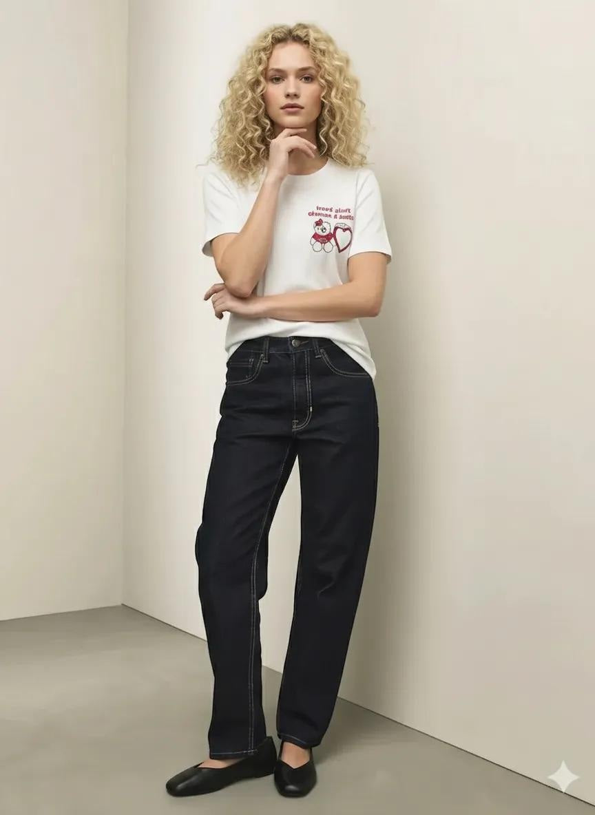 Women Off White Typography Round Neck T-shirt