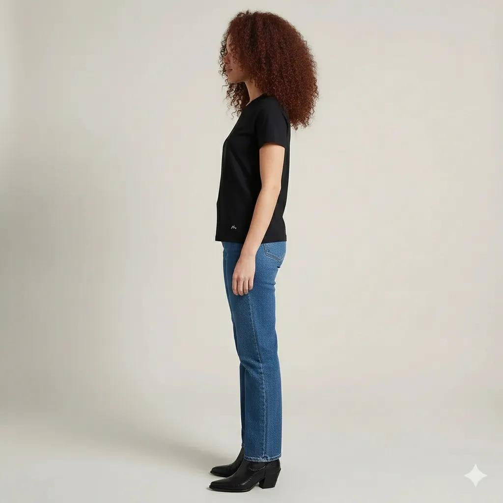 Women Black Typography Round Neck T-shirt
