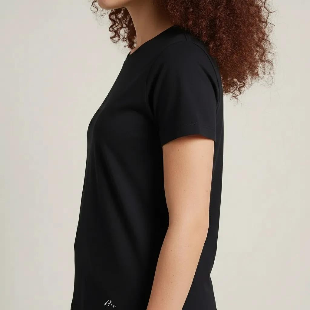 Women Black Typography Round Neck T-shirt