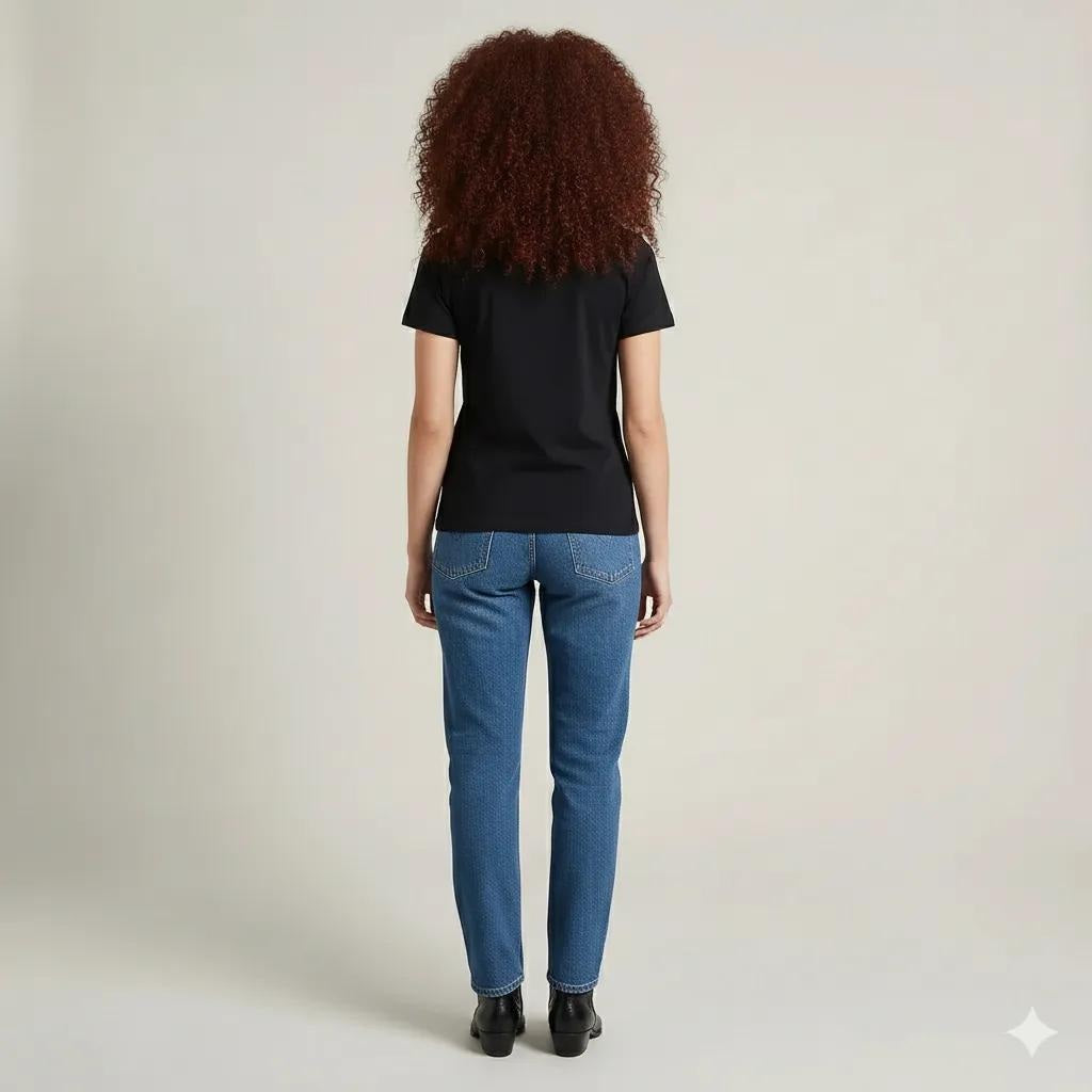 Women Black Typography Round Neck T-shirt