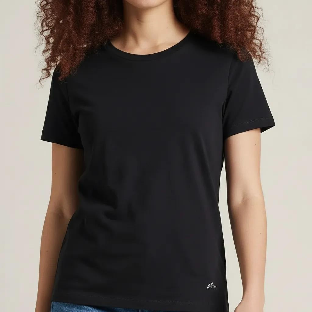 Women Black Typography Round Neck T-shirt