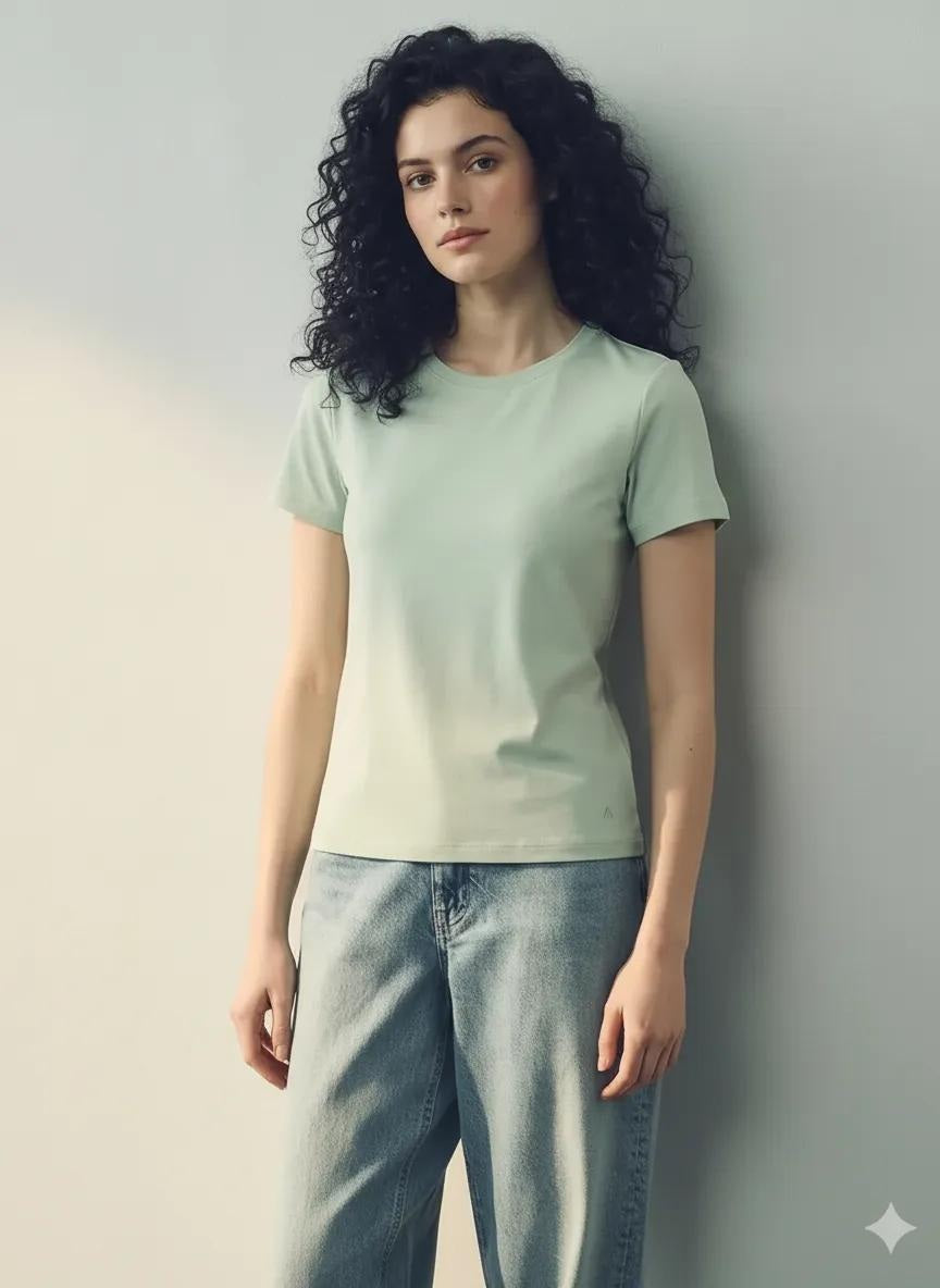 Women Mist Typography Round Neck T-shirt