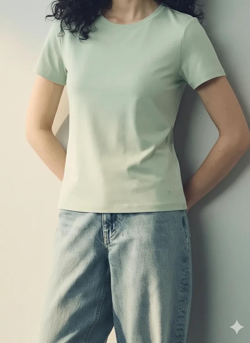 Women Mist Typography Round Neck T-shirt