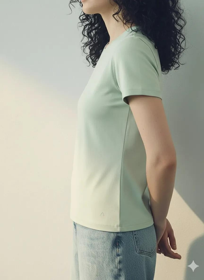 Women Mist Typography Round Neck T-shirt