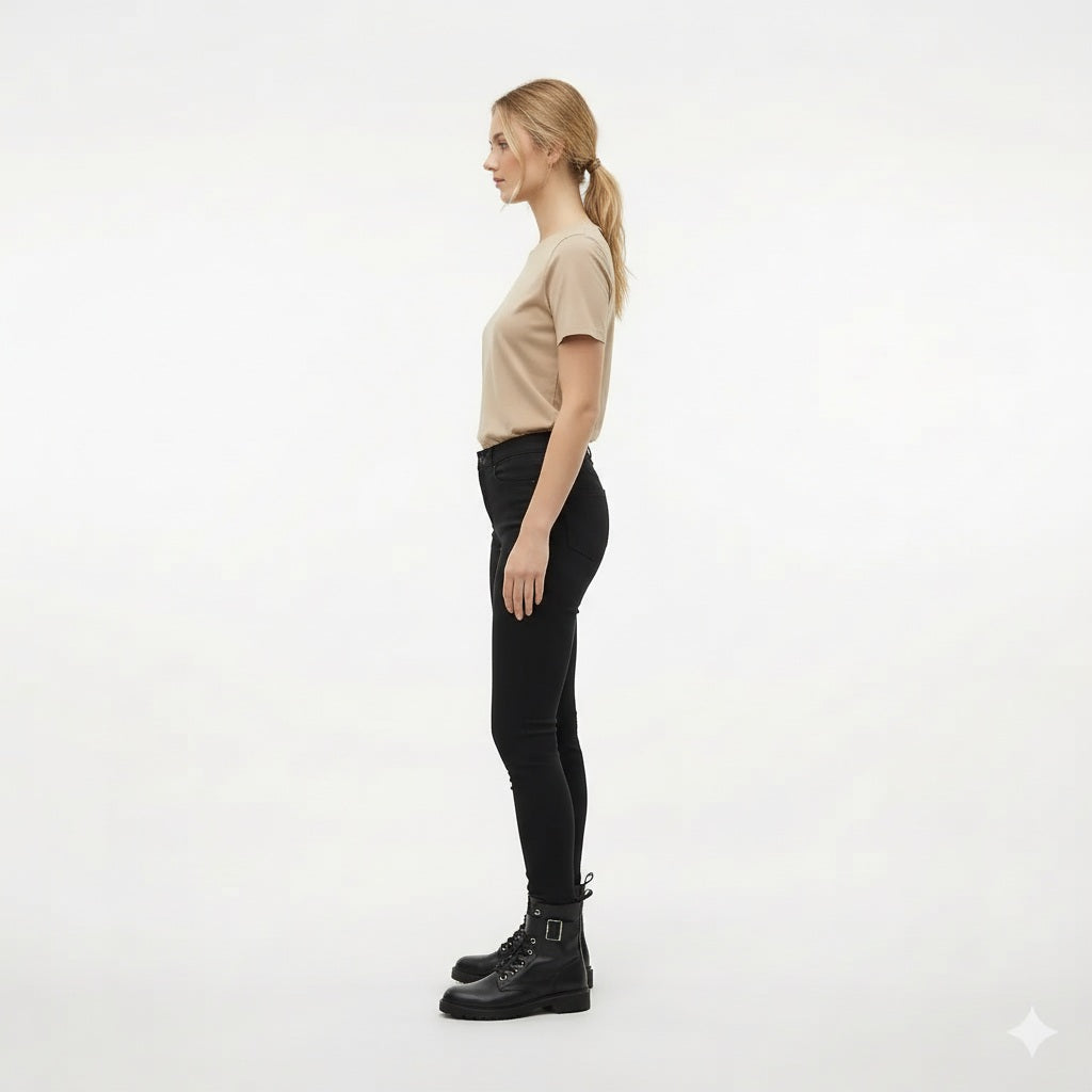 Women Beige  Solid Round Neck T-Shirt