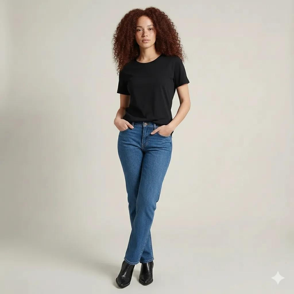 Women Black Solid Round Neck T-Shirt