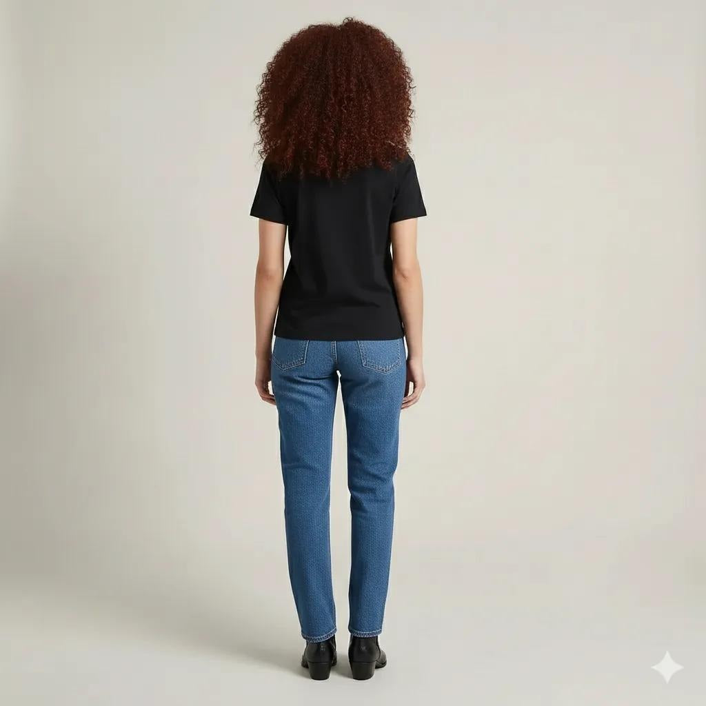 Women Black Solid Round Neck T-Shirt