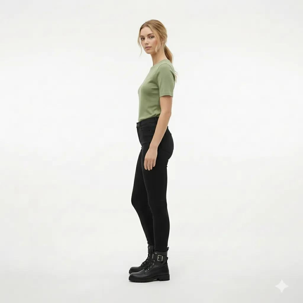 Women Sage Solid Round Neck T-Shirt