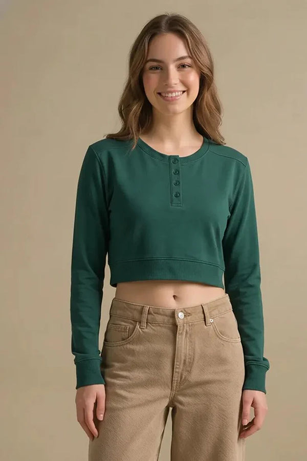 Women Henley Neck T-shirt