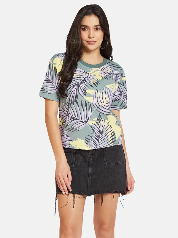 Mettle Women Floral Printed Tropical Pockets T-Shirt