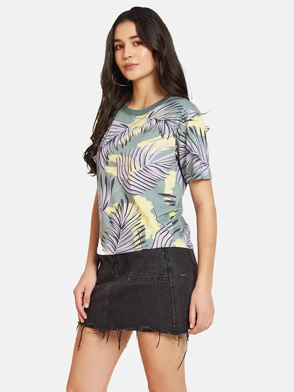 Mettle Women Floral Printed Tropical Pockets T-Shirt