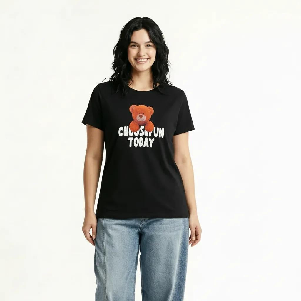 METTLE Women Black Printed T-shirt