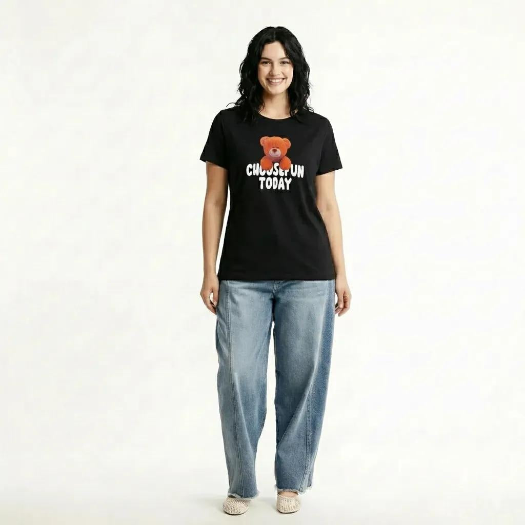 METTLE Women Black Printed T-shirt