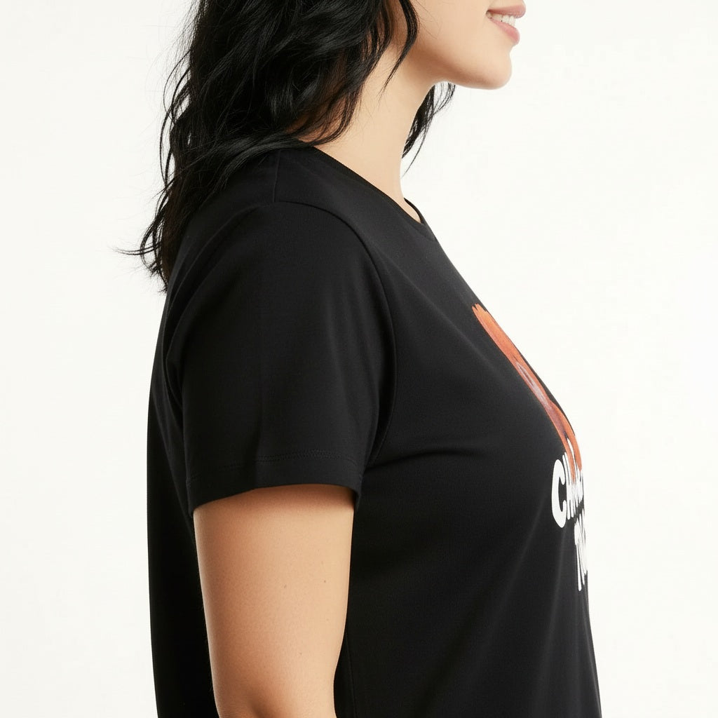 METTLE Women Black Printed T-shirt