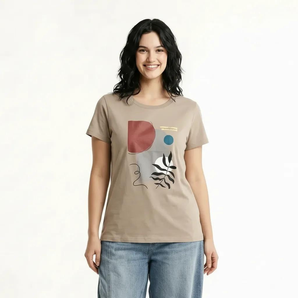 METTLE Women Sand Printed T-shirt