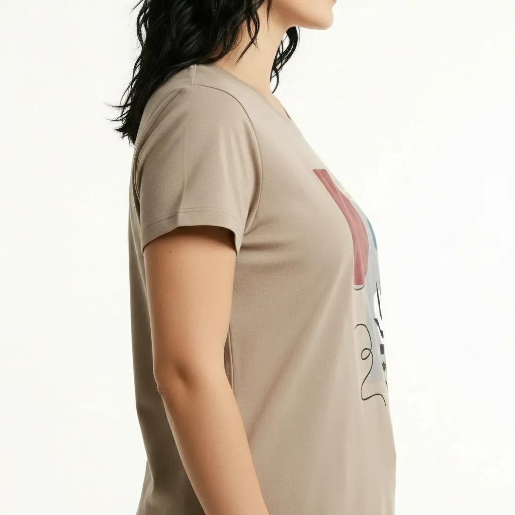 METTLE Women Sand Printed T-shirt