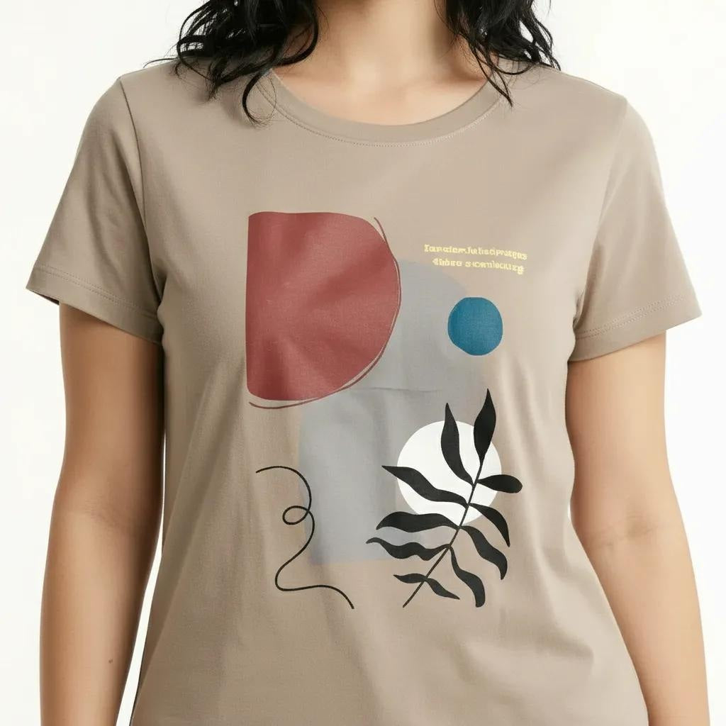 METTLE Women Sand Printed T-shirt