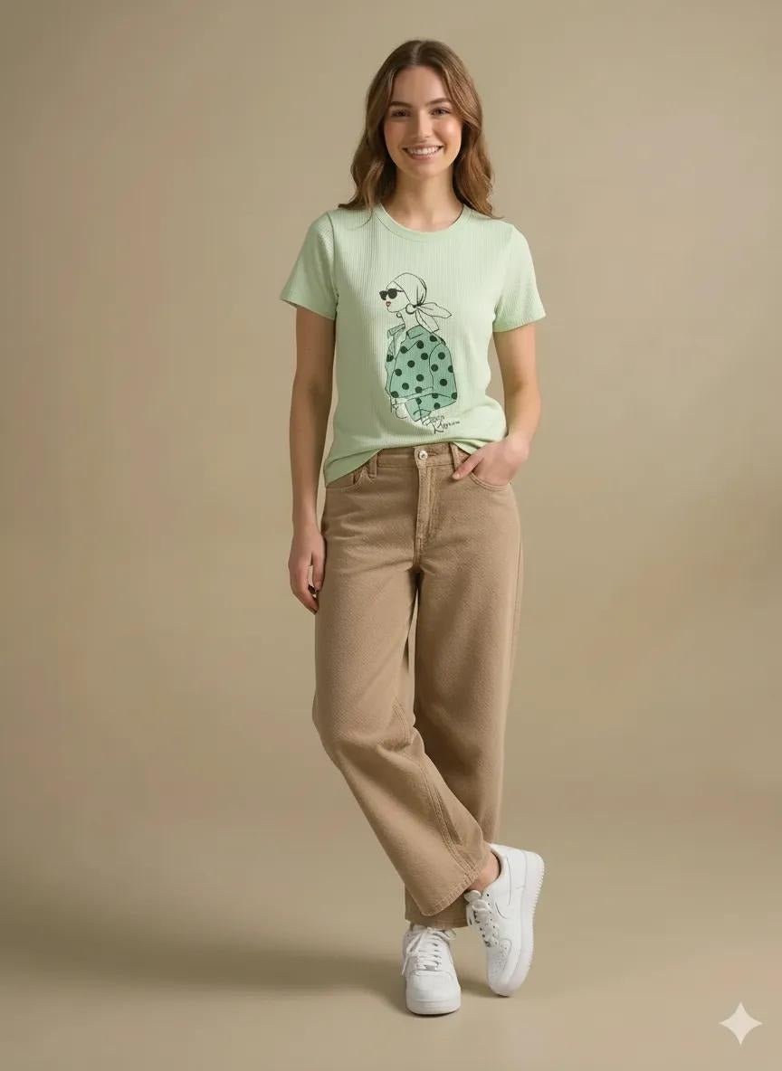 METTLE Women Mist Printed T-shirt