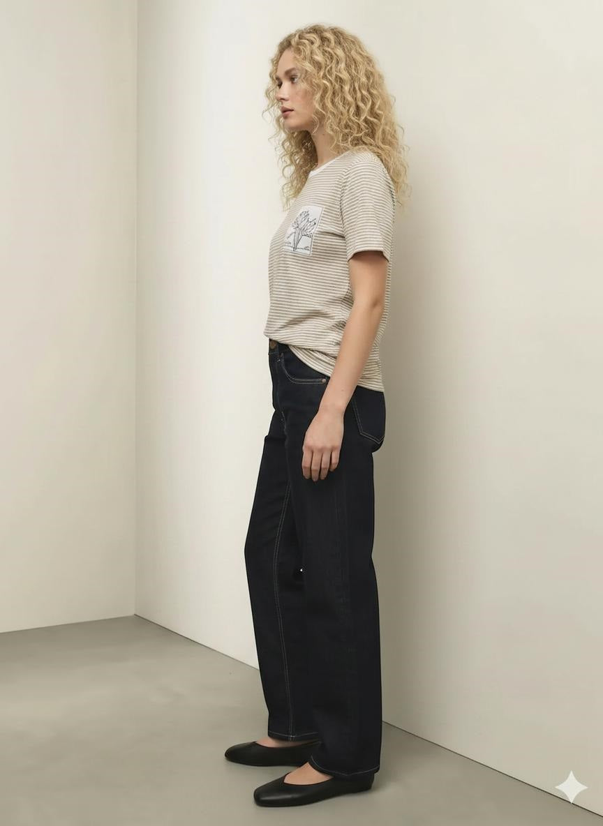 Women Mastic Striped Pockets T-shirt