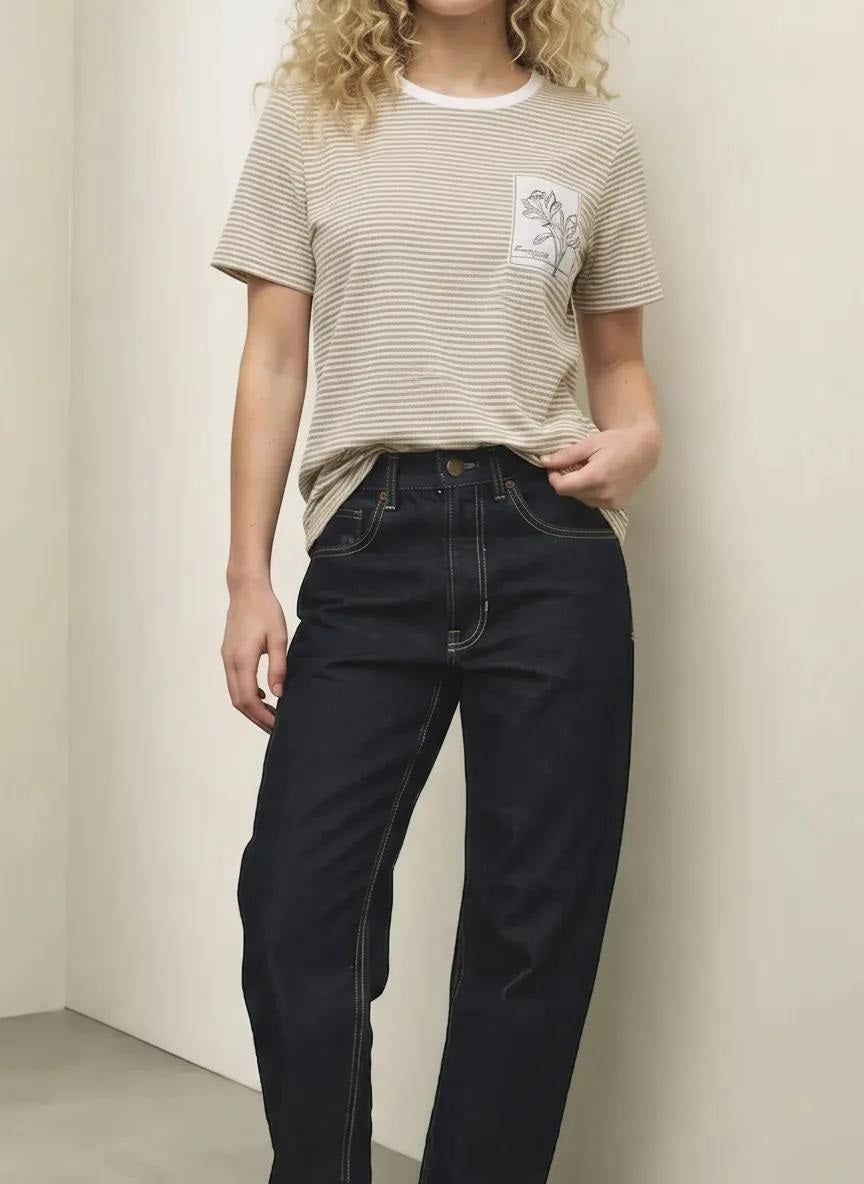 Women Mastic Striped Pockets T-shirt