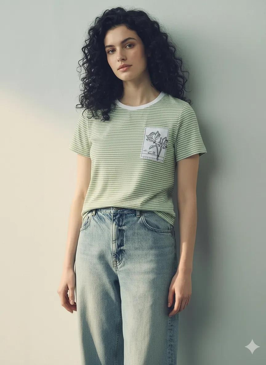 METTLE Women Mint Floral Printed T-shirt