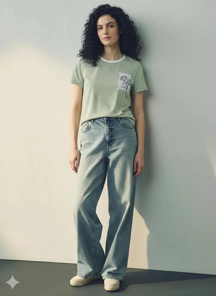 METTLE Women Mint Floral Printed T-shirt