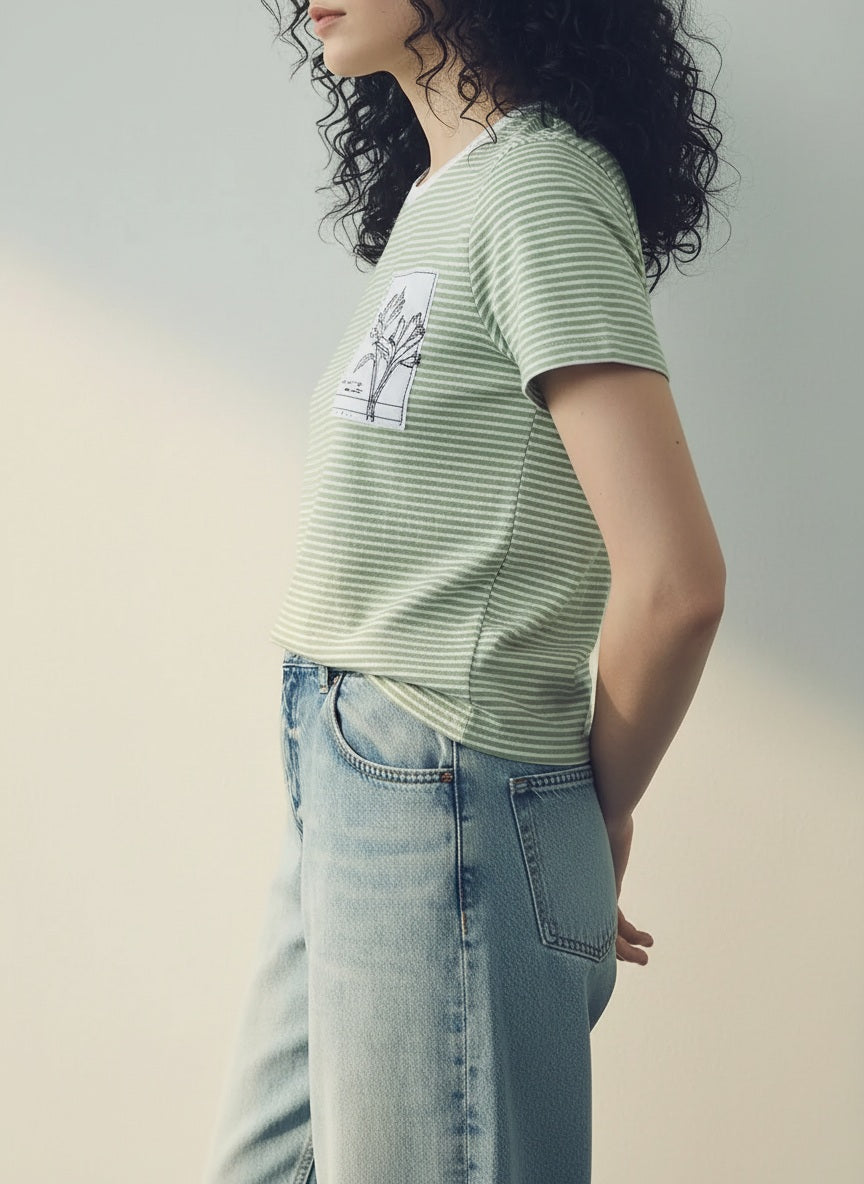 METTLE Women Mint Floral Printed T-shirt