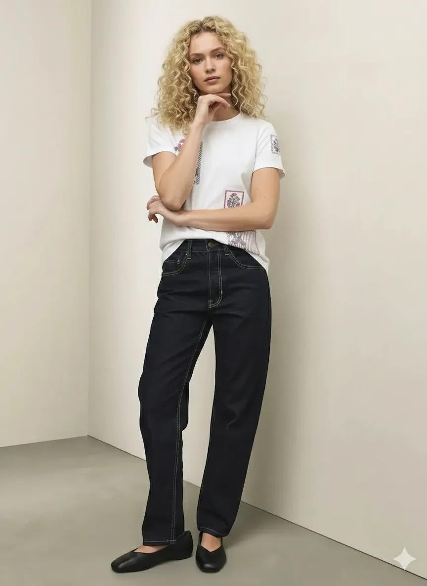 Women Off White Printed Round Neck T-Shirt