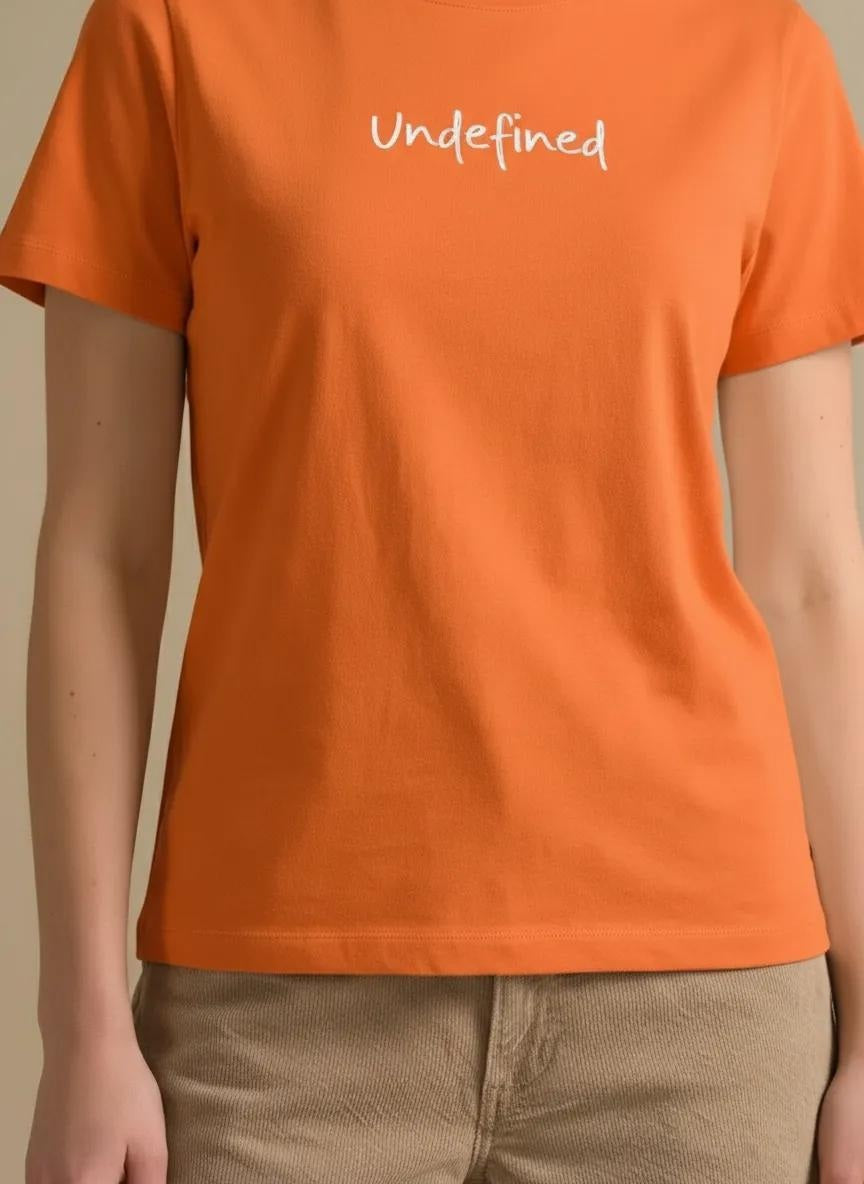 Women Orange Printed Round Neck T-Shirt