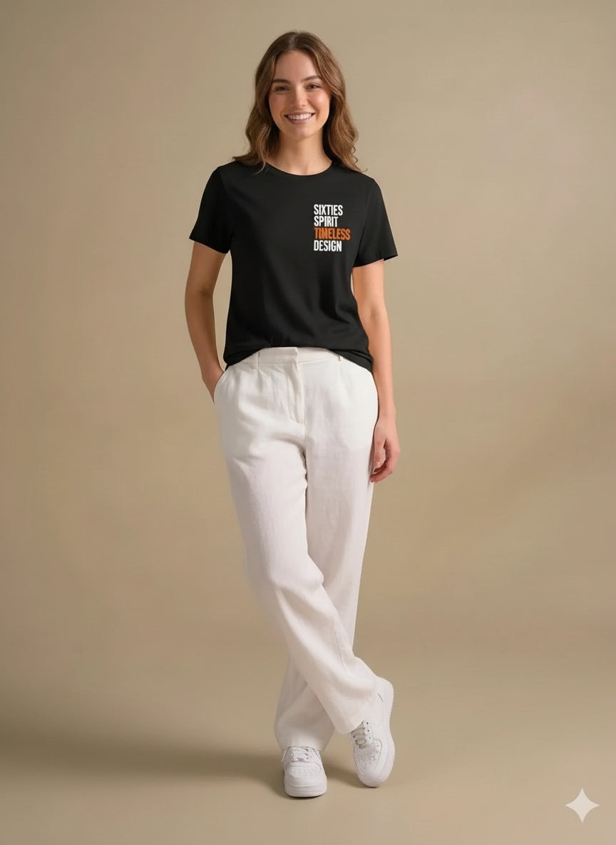 Women Charcoal Printed Round Neck T-Shirt