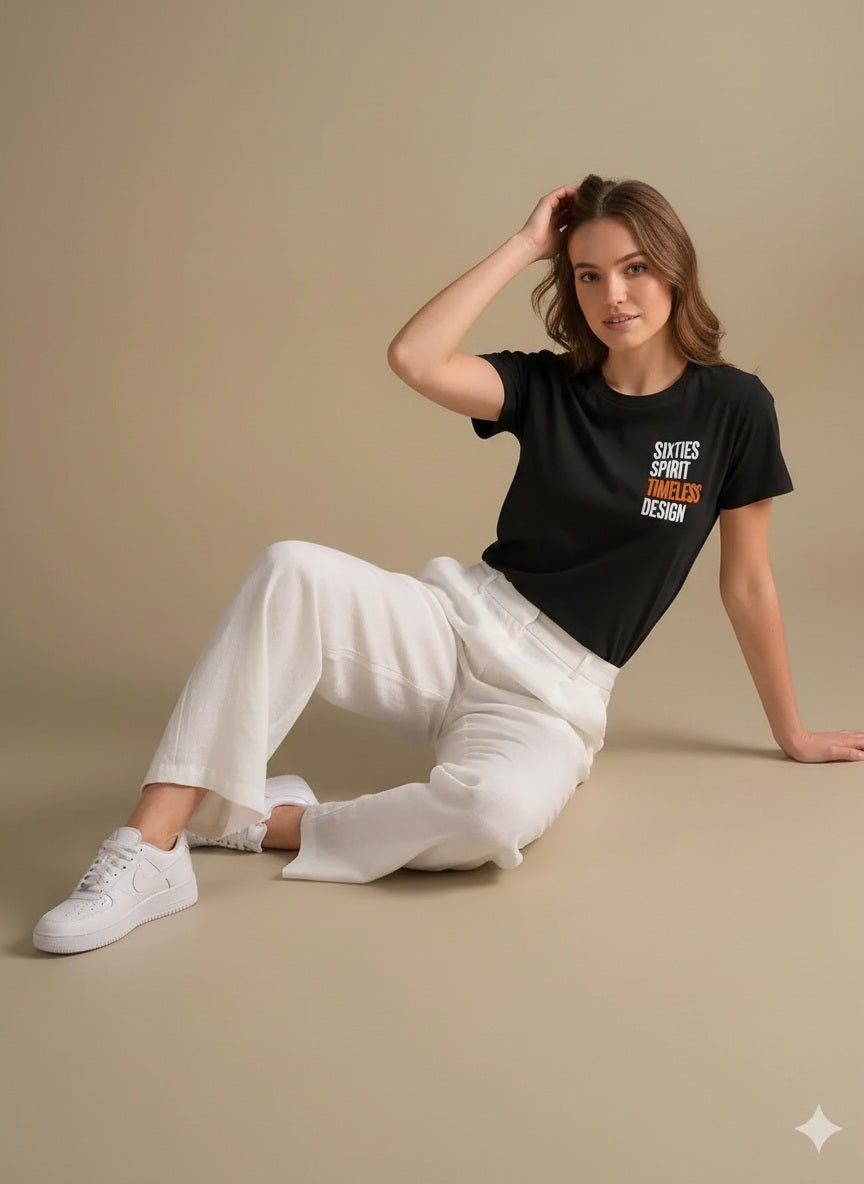Women Charcoal Printed Round Neck T-Shirt