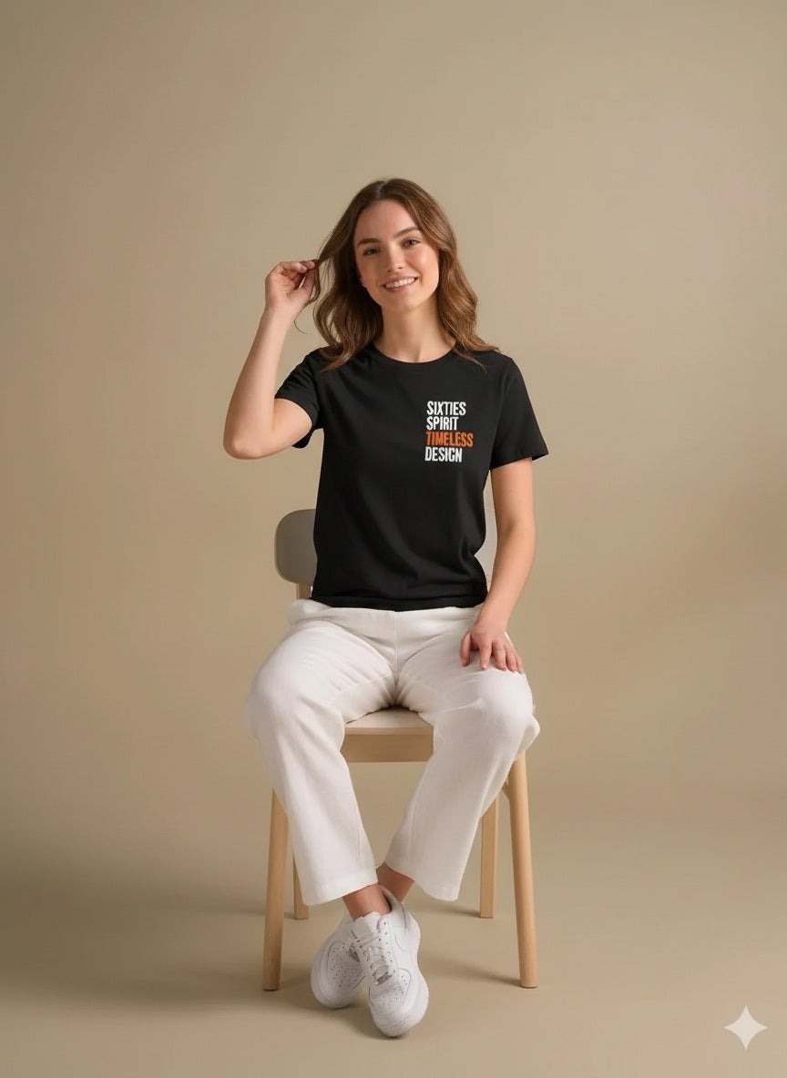 Women Charcoal Printed Round Neck T-Shirt