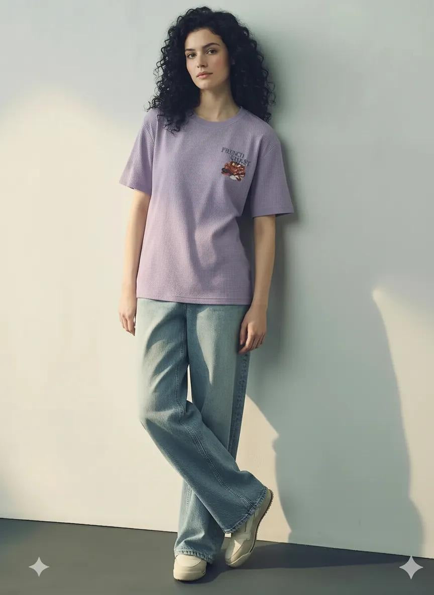METTLE Women Lilac Printed T-shirt