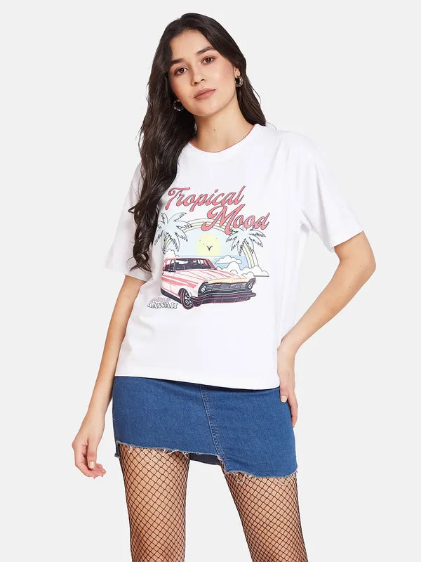 Mettle Women Ss24 Solid Tropical Round Neck T-Shirt