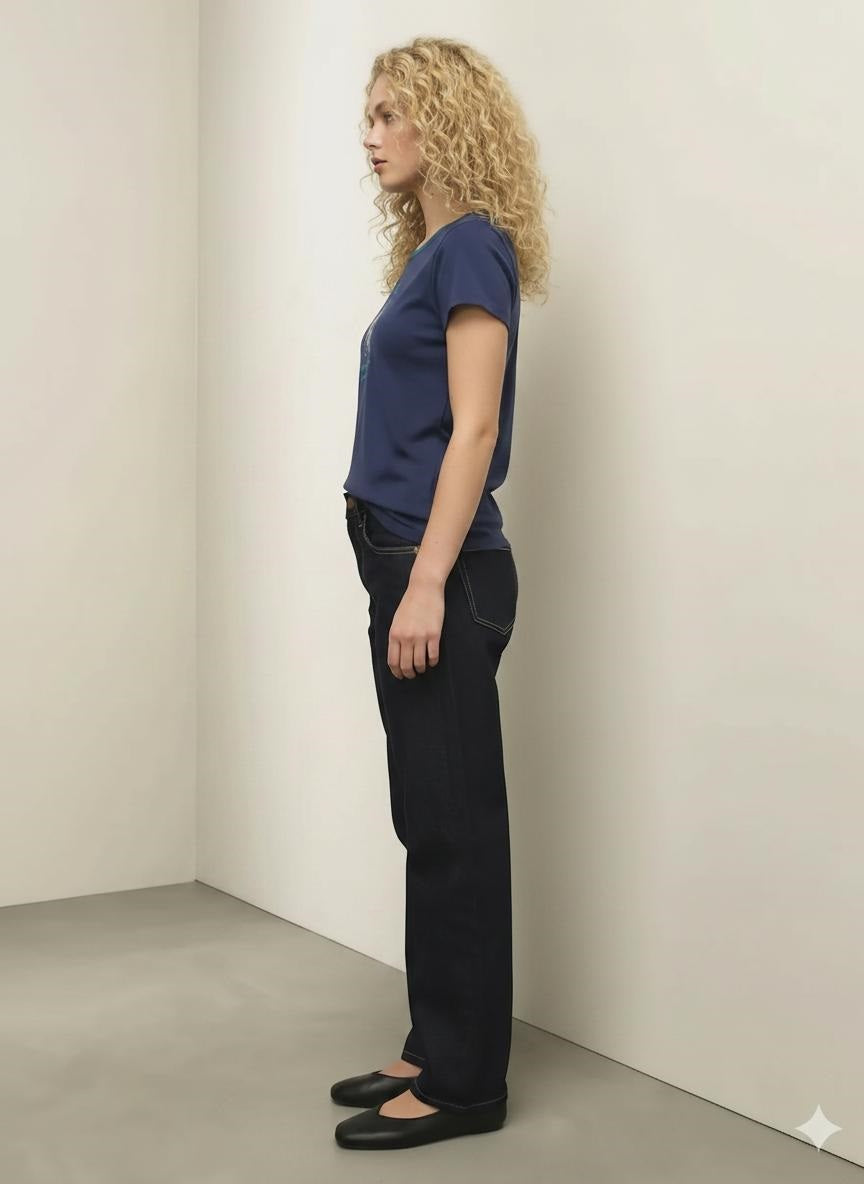 Women Light Navy Printed T-shirt