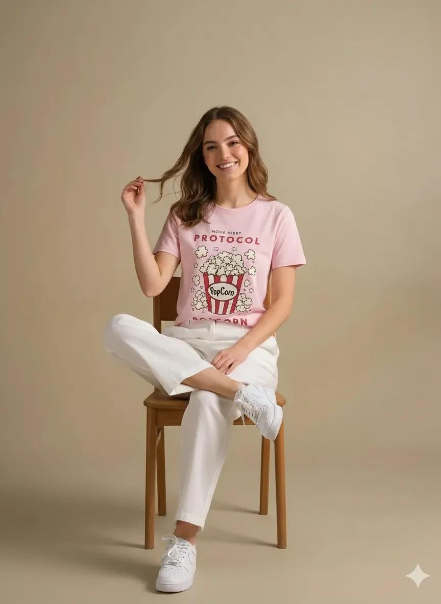 Women Printed Round Neck T-Shirt
