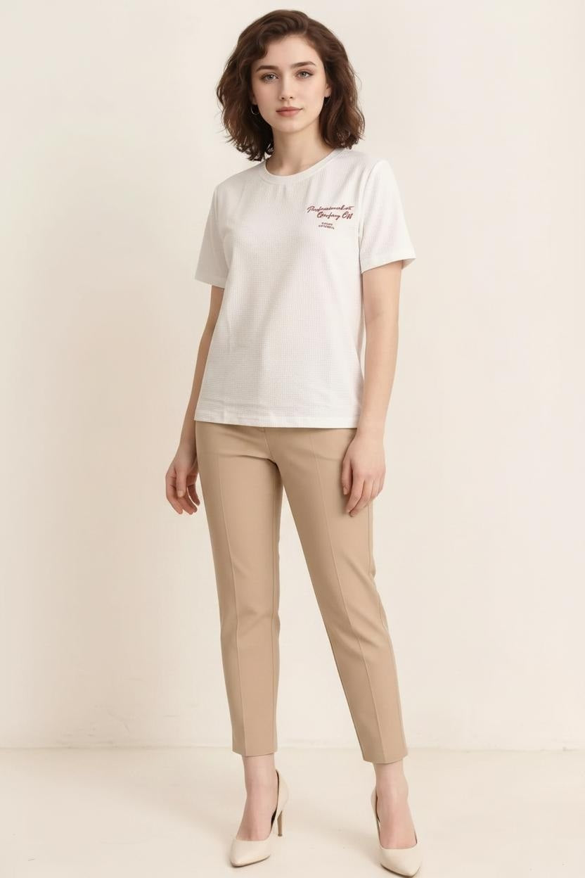 Women Off White Typography T-shirt
